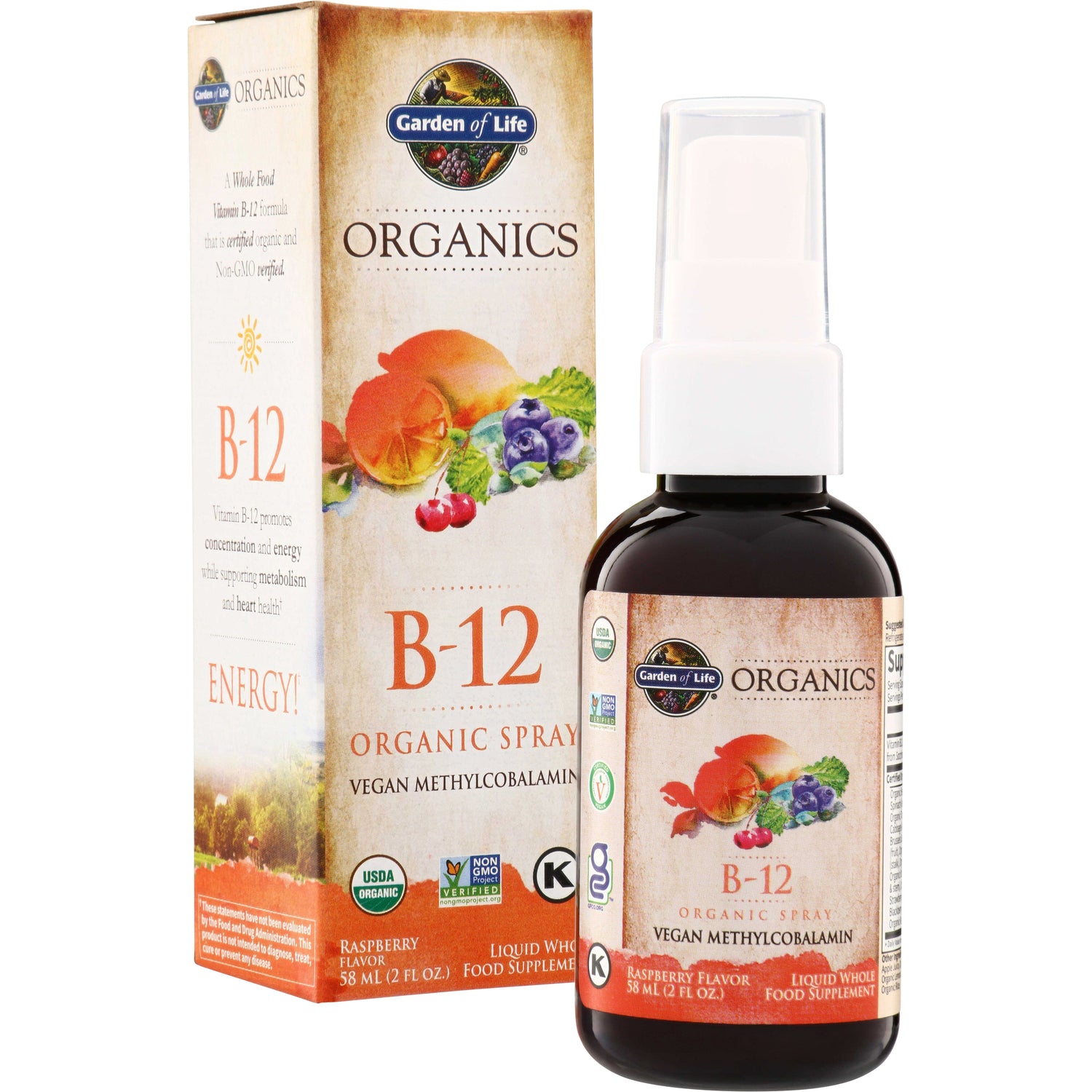 Organics B-12 Organic Spray - Raspberry
