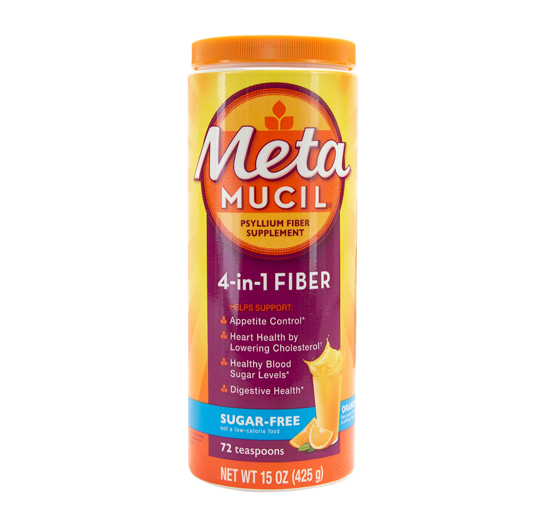 METAMUCIL 4-in-1 PSYLLIUM FIBER SUPPLEMENT (Sugar-Free, Orange) (15oz) 425g