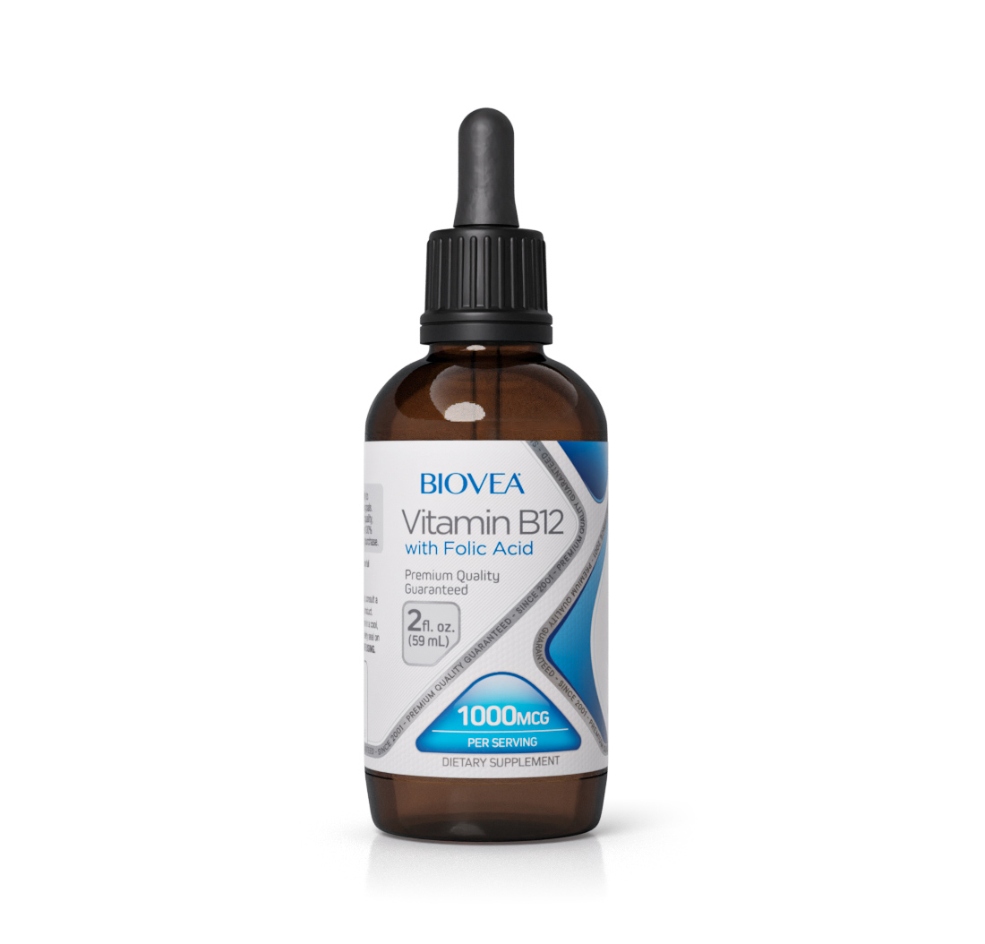 VITAMIN B12 (with Folic Acid) LIQUID DROPS 1000mcg (2oz) 60ml