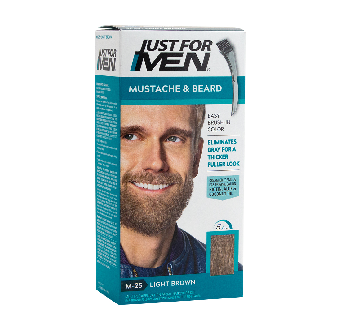 JUST FOR MEN MUSTACHE & BEARD BRUSH-IN COLOUR GEL (Light Brown)