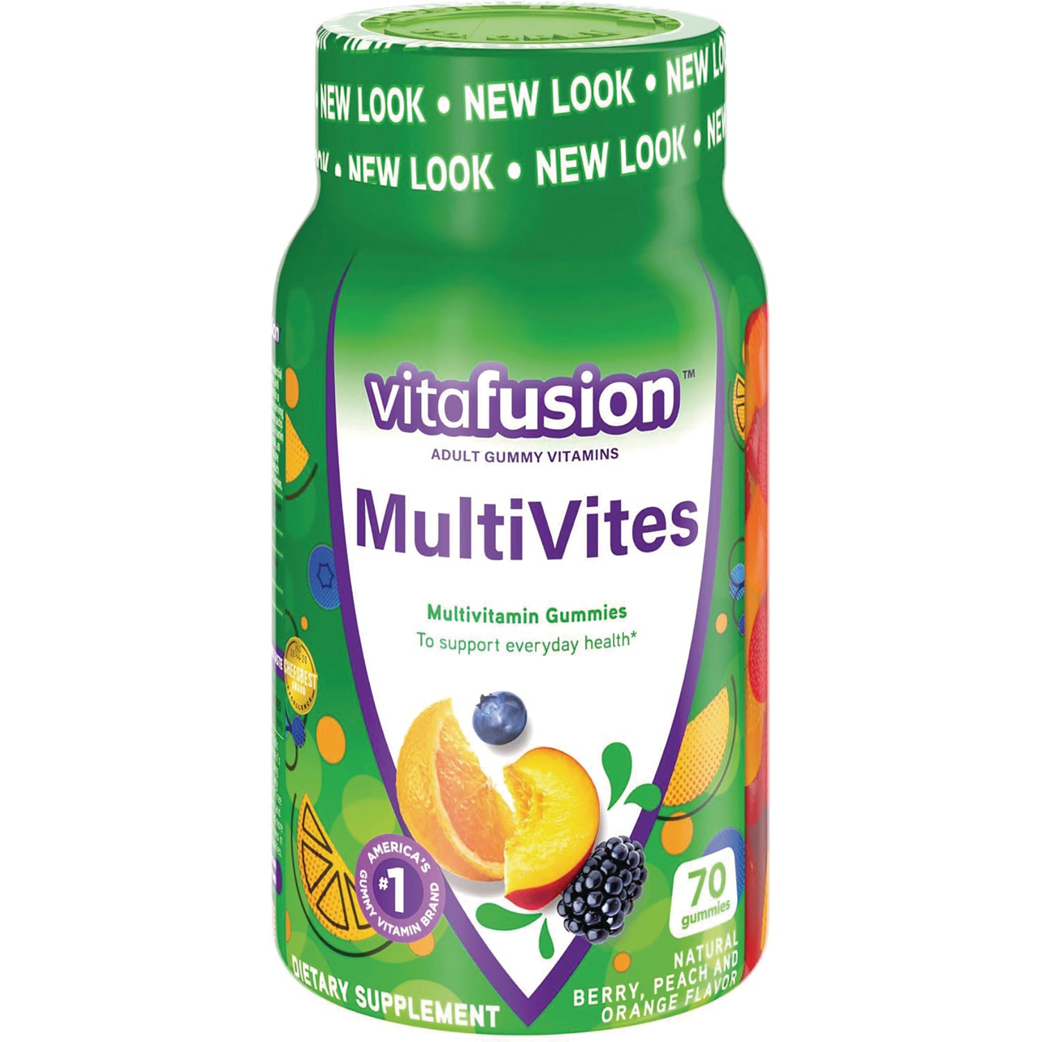 MultiVites Adult Gummy Vitamins - Berry, Peach and Orange