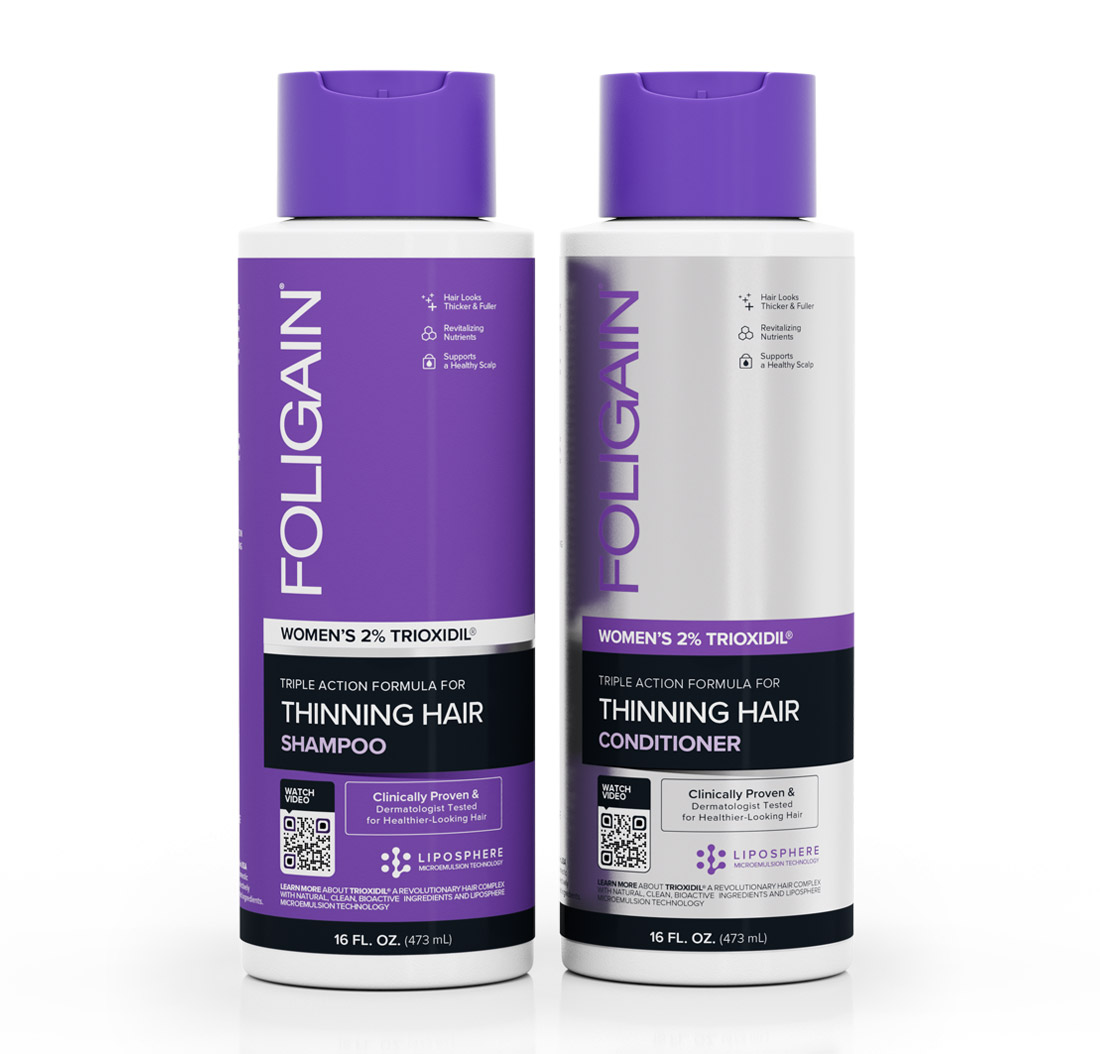 FOLIGAIN HAIR REGROWTH SHAMPOO For Women with 2% Trioxidil® (16oz) 473ml + FOLIGAIN HAIR REGROWTH CONDITIONER for Women with 2% Trioxidil® (16oz) 473ml VALUE PACK